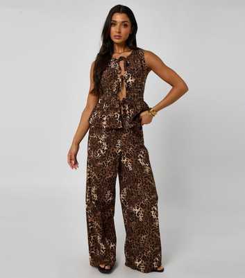Urban Bliss Wide Leg Leopard Print Trousers
