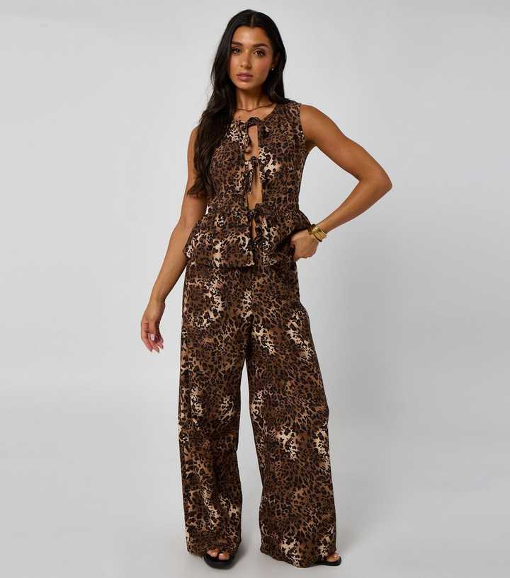 Urban Bliss Wide Leg Leopard Print Trousers