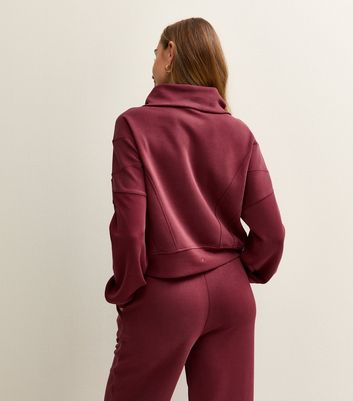 Rise by Zara McDermott Burgundy Quarter Zip Long Sleeve Sweatshirt