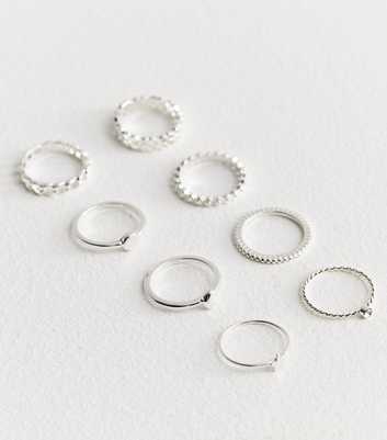Pack of 8 Mixed Silver Tone Rings