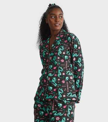 Skinnydip Black Mushu Print Shirt and Trousers Pyjama Set