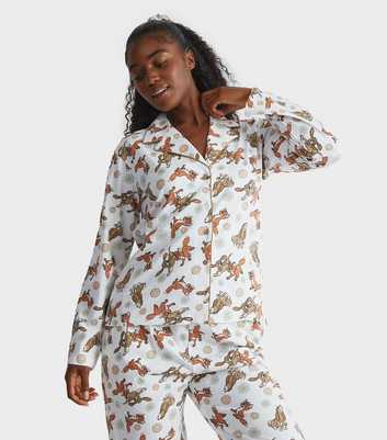 Skinnydip Cream Fox and Hound Print Shirt and Trousers Pyjama Set