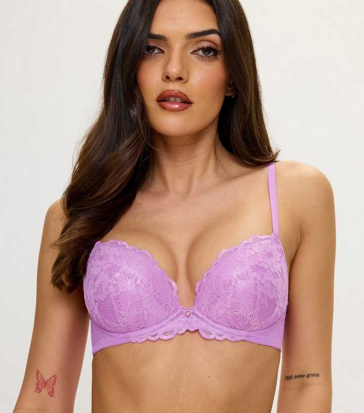 Ann Summers Lilac Lace Padded Plunge Bra