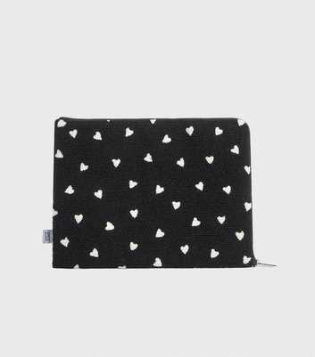 Skinnydip Black Heart Fuzzy Laptop Case