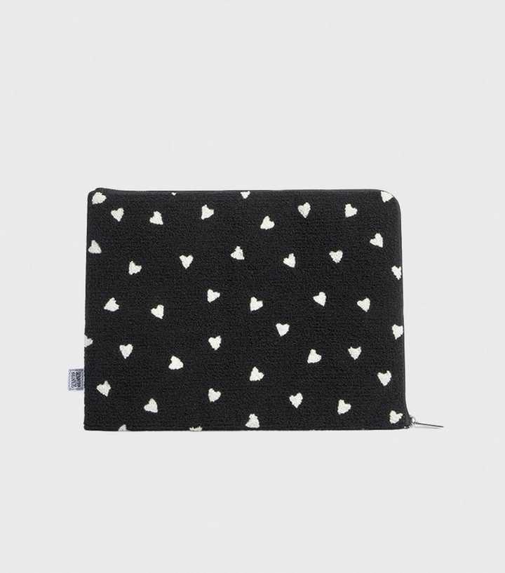 Skinnydip Black Heart Fuzzy Laptop Case