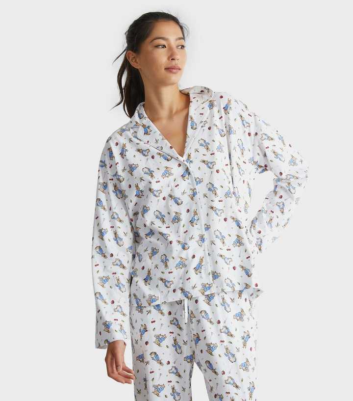 Cream The Rabbit Pyjamas Skinnydip Cream Peter Rabbit Shirt and Trousers Pyjama Set | New Look
