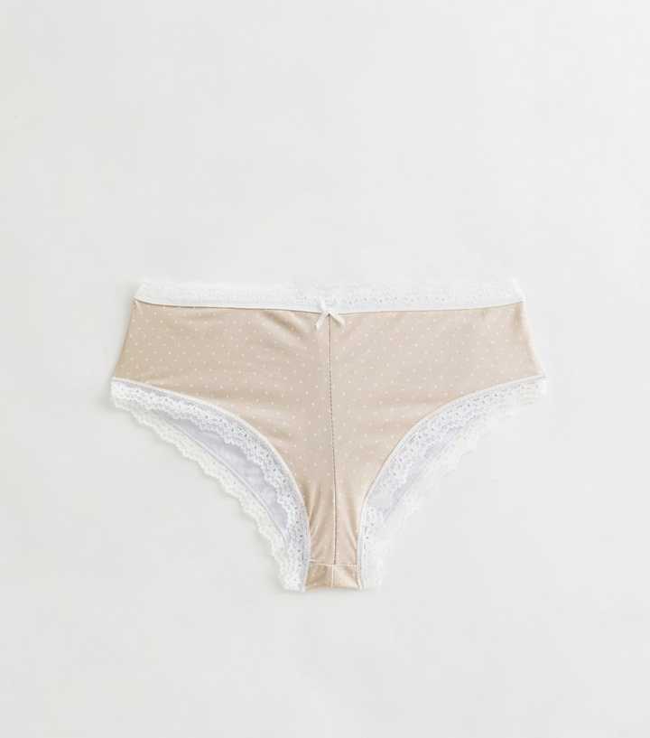 Girls Light Brown Polka Dot Micro Lace Briefs