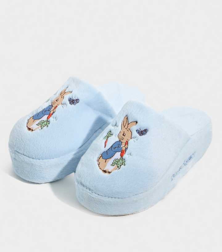 Skinnydip Light Blue Embroidered Peter Rabbit Slippers