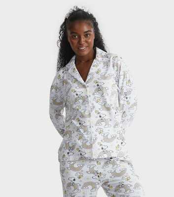 Skinnydip Cream Snoopy Rainbow Print Shirt and Trousers Pyjama Set