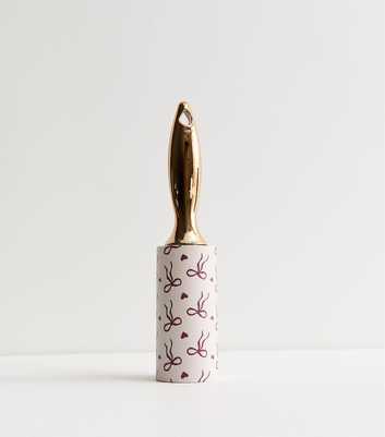 Cream Bow Print Lint Roller