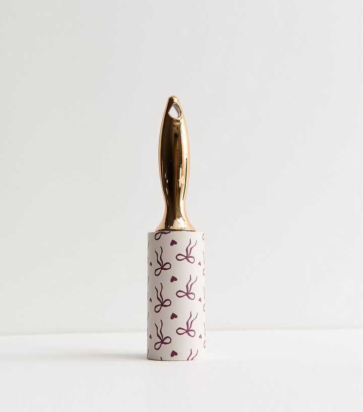 Cream Bow Print Lint Roller