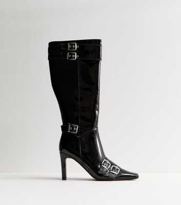 Public Desire Black Ines Buckle Heeled Boot