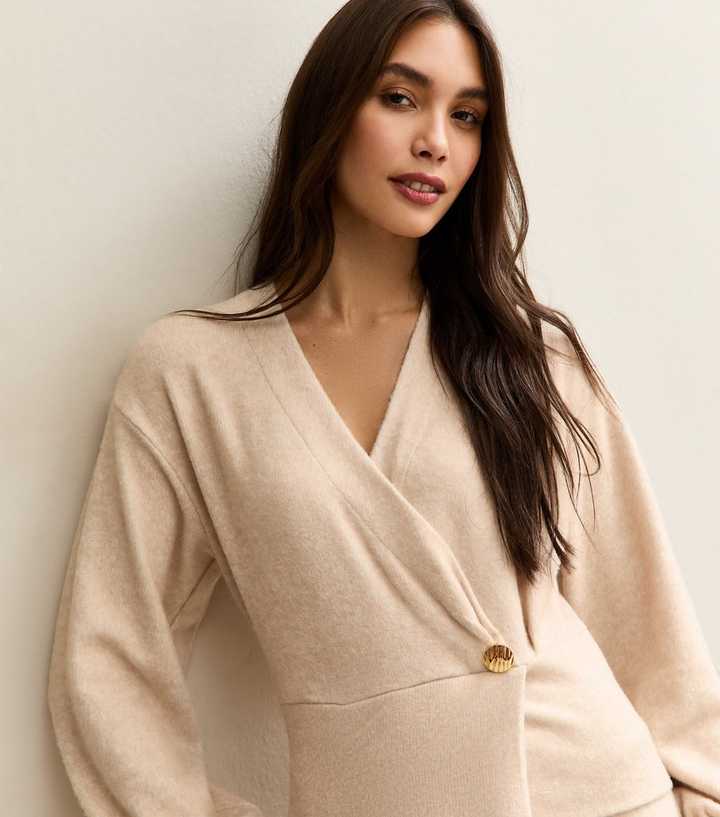 Cream Soft Touch Wrap Top