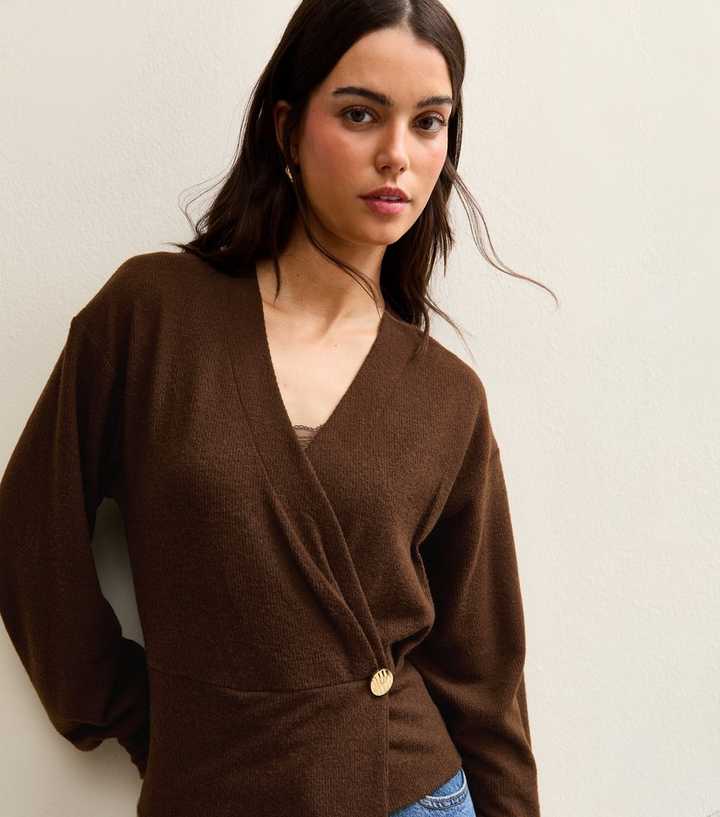 Dark Brown Wrap Top