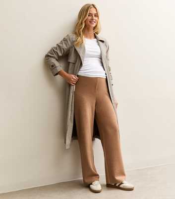 Maternity Camel Soft Touch Wide Leg Trousers