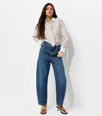 Dark Blue Barrel Leg Jeans