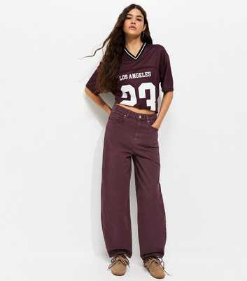 Burgundy Barrel Leg Jeans