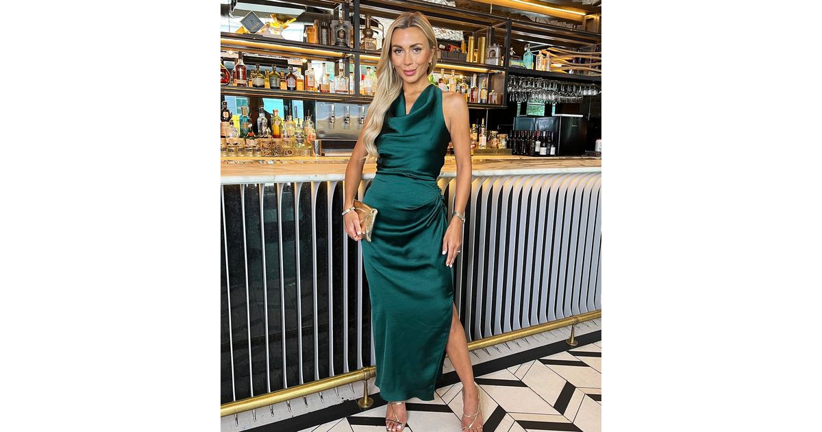 slim fit dress slacks Jade Green Satin Cowl Neck Midi Dress – AX Paris main image 0