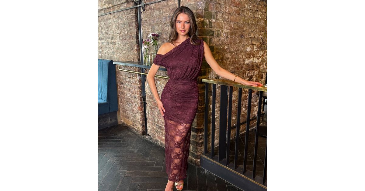 Maxi Dress Ax Paris Plum Lace Dress Eleanor Plum Sparkle Halter