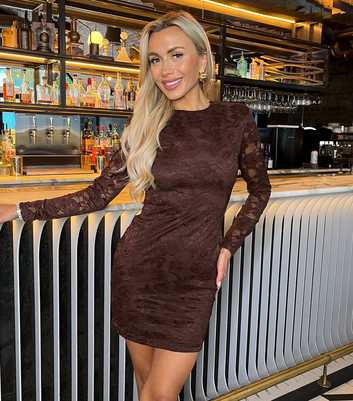 AX Paris Dark Brown Lace Bodycon Mini Dress