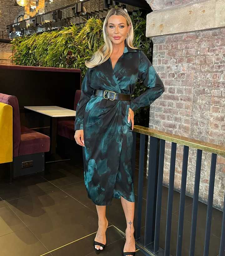 AX Paris Teal Belted Wrap Midi Dress
