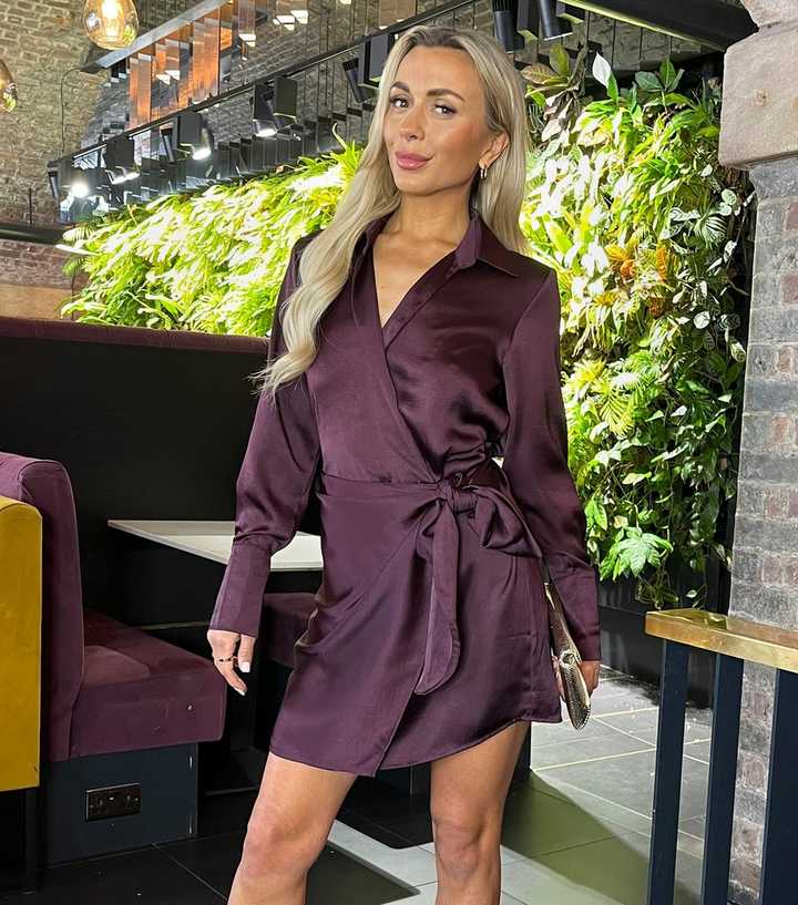 AX Paris Dark Purple Wrap Mini Shirt Dress