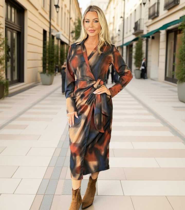 AX Paris Black Patterned Wrap Shirt Dress