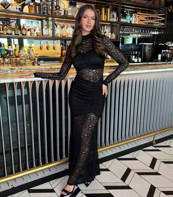 AX Paris Black Lace Fishtail Maxi Dress
