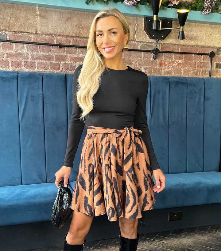 AX Paris Black Printed Skirt 2 in 1 Mini Dress