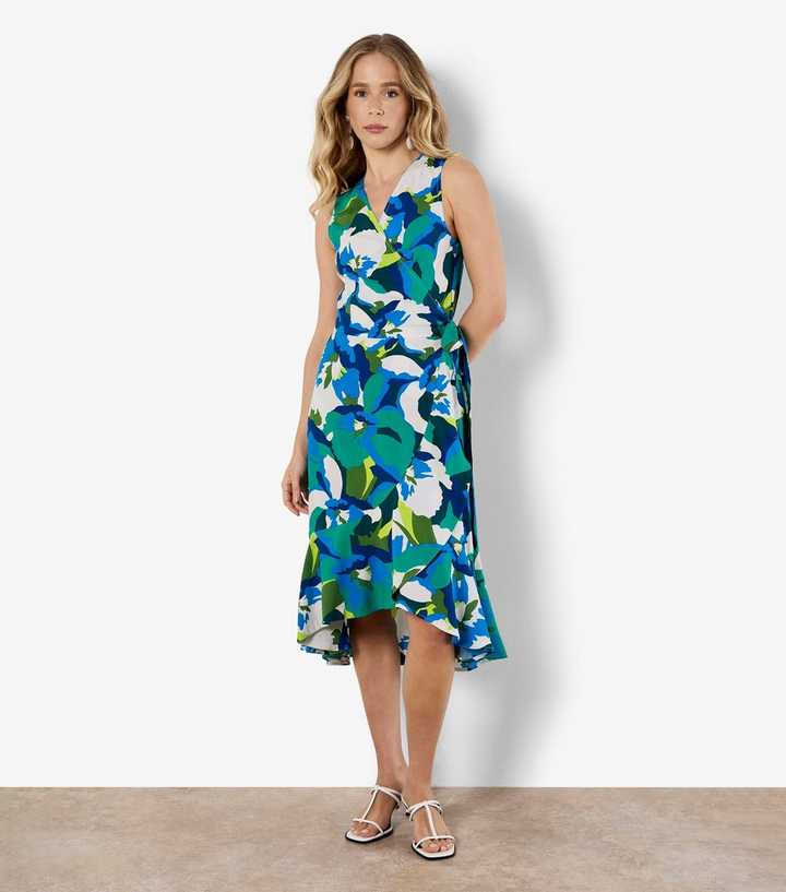 apricot blue floral dress Apricot Elegant Floral Embroidered Sleeveless Midi Vintage Dress main image 0