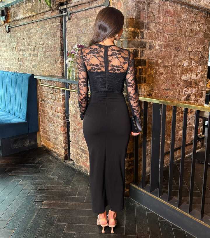 AX Paris Black Lace Panelled Bodycon Midi Dress | New Look AX Paris Black Lace Panelled Bodycon Midi Dress | New Look