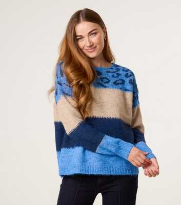 Blue Vanilla Mid Blue Striped Animal Pattern Jumper