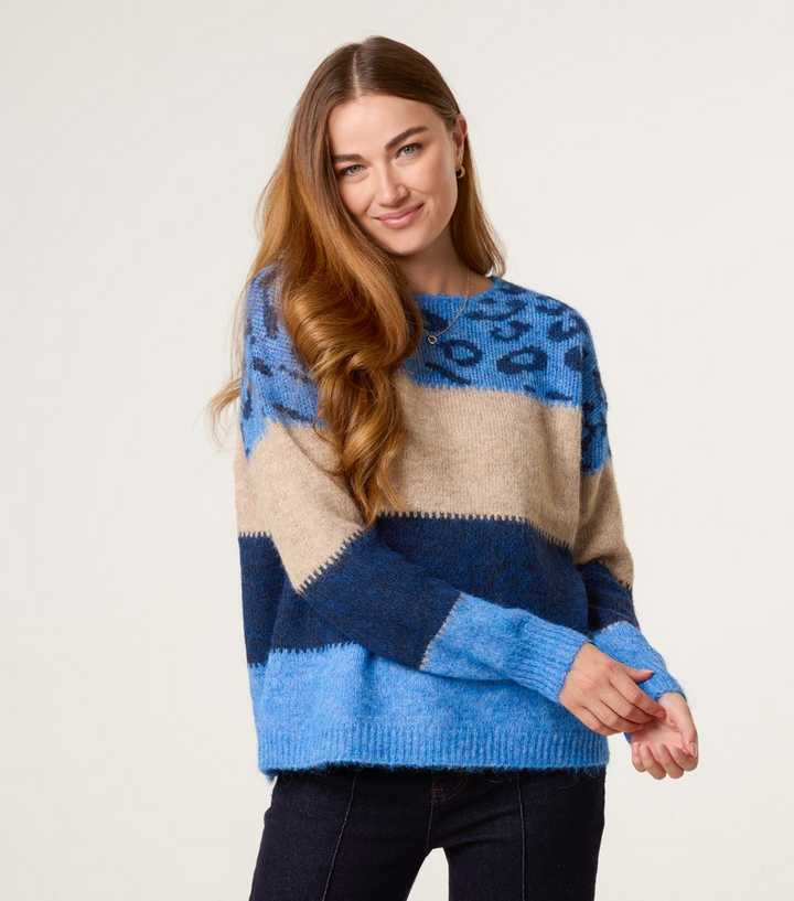Blue Vanilla Mid Blue Striped Animal Pattern Jumper