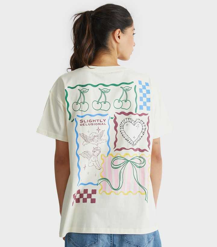 Skinnydip Cream Patchwork Print T-Shirt