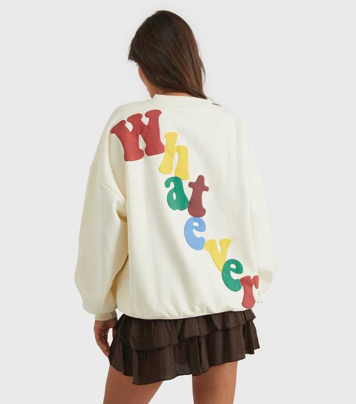 Skinnydip Cream Whatever Printed Sweatshirt