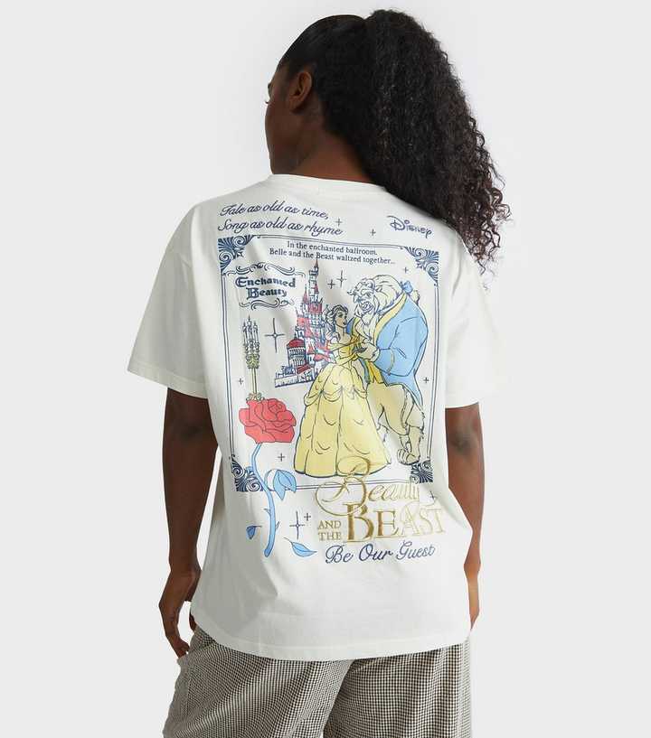 Skinnydip Cream Disney Beauty and the Beast Print T-Shirt