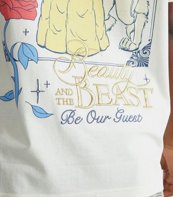 Skinnydip Cream Disney Beauty and the Beast Print T-Shirt | New Look