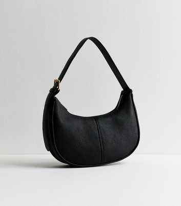Black Faux Leather Scoop Shoulder Bag