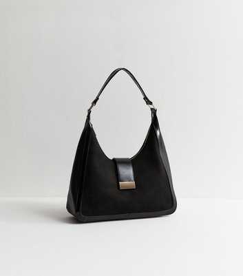 Black Faux Suede Oversized Shoulder Bag