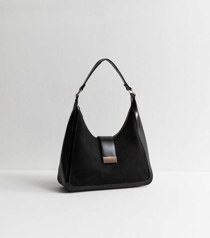 Black Faux Suede Oversized Shoulder Bag