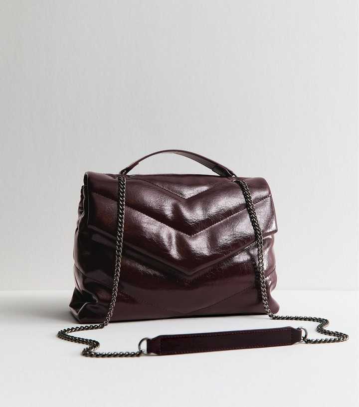 Burgundy Quilted Shoulder Bag