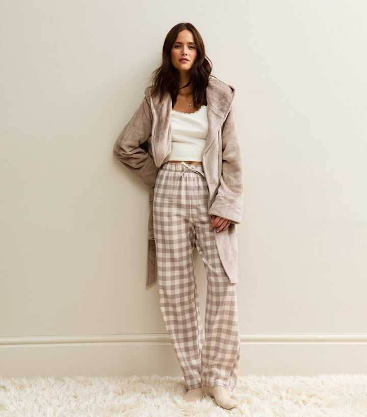 Mink Woven Check Print Pyjama Bottoms