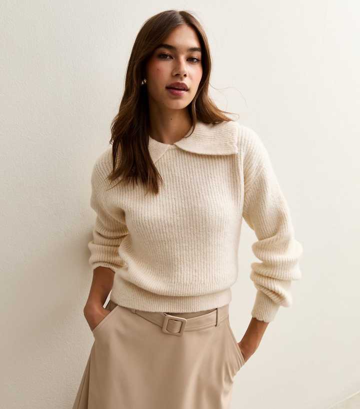 Cream Midweight Ribbed Knit Jumper