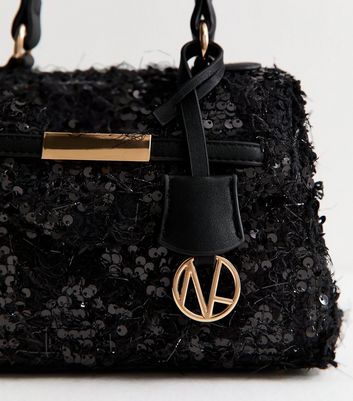 Black Sequin Top Handle Grab Bag | New Look