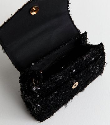 Black Sequin Top Handle Grab Bag | New Look