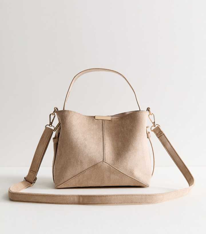 Mink Faux Suede Bucket Bag