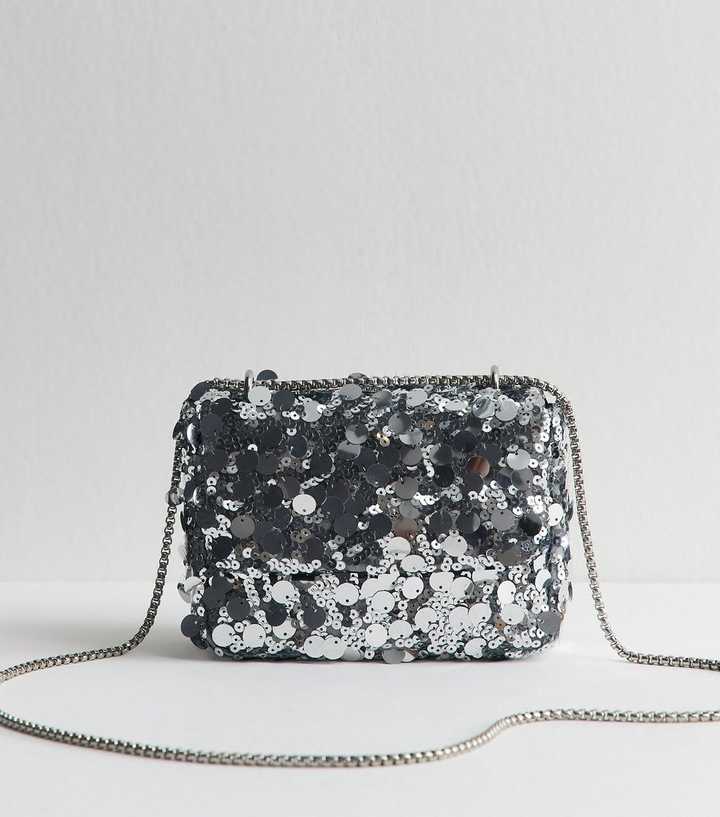 Silver Sequin Cross Body Bag