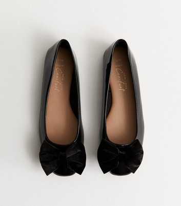 Wide Fit Black Bow Ballerina Flats