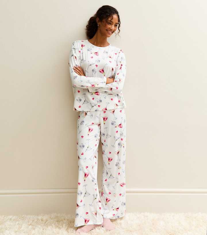 Cream Cocktail Print Pyjama Set