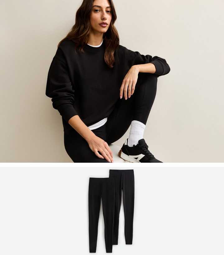 Tall Pack Of 2 Black Stretch Leggings